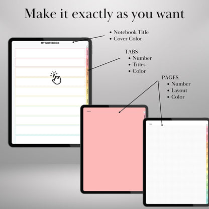 Custom Hyperlinked Notebook Creator | Build Your Own Digital Notebook with tabs in 1 Minute | Goodnotes, Notability, Noteshelf & PDF Apps