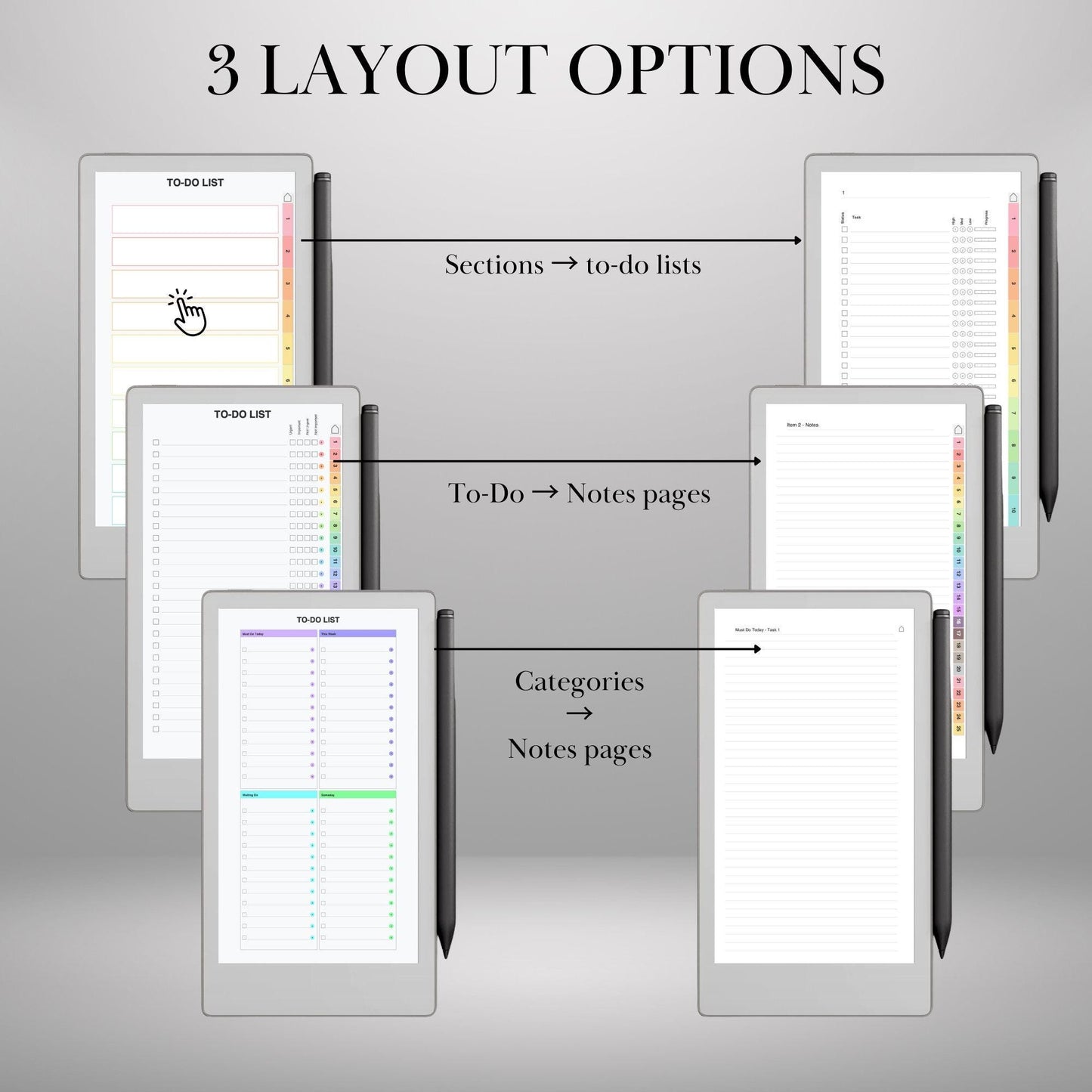 Custom To Do Lists Template Creator for reMarkable Paper Pro Move, rM2: Build Your Own Personalized Hyperlinked Task Planner Template