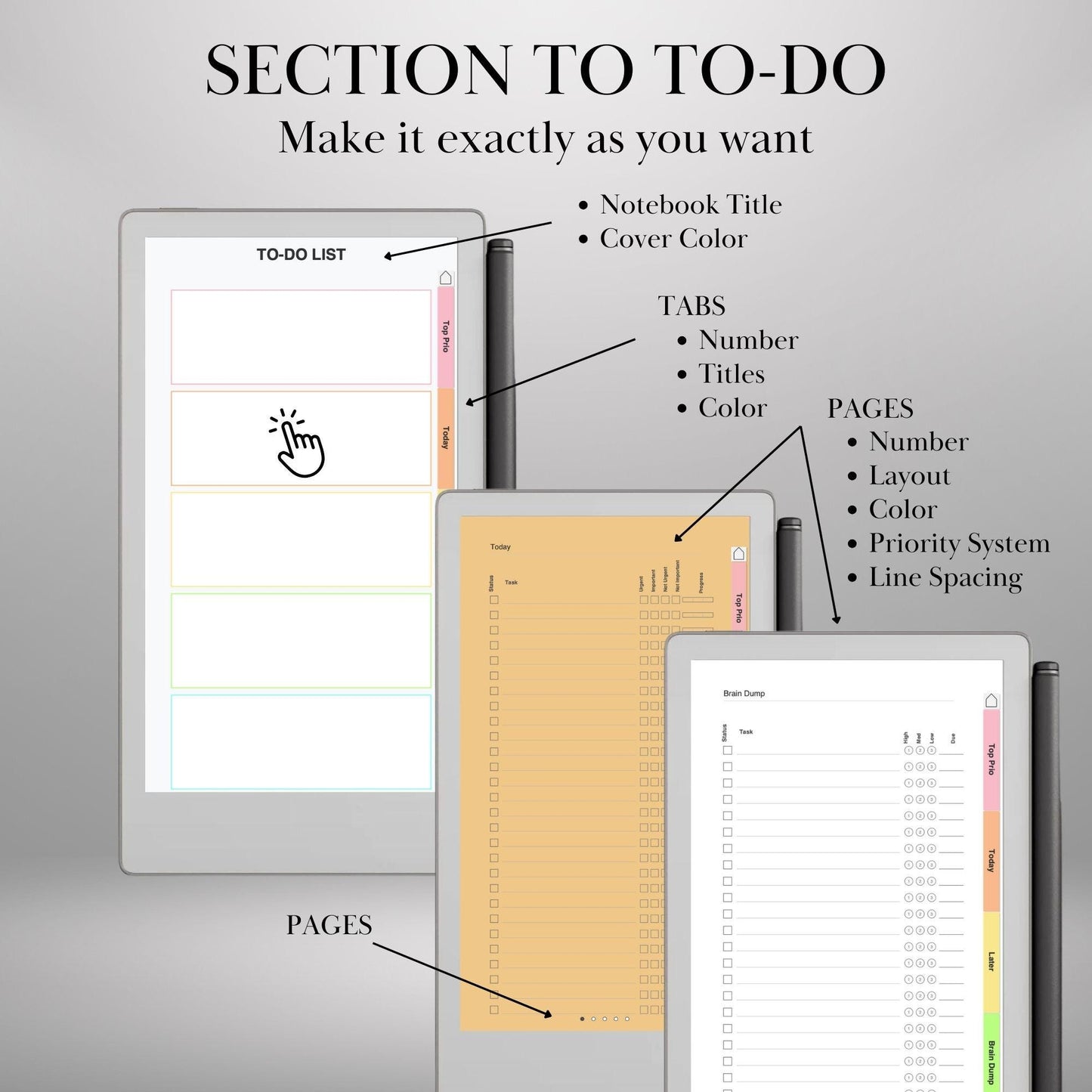 Custom To Do Lists Template Creator for reMarkable Paper Pro Move, rM2: Build Your Own Personalized Hyperlinked Task Planner Template