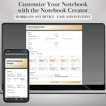 Custom Infinite Notebook Template Creator for reMarkable Paper Pro, Move, rM2: Personalized Template | Build Your Own Hyperlinked Notebook