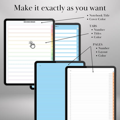 Custom Infinite Notebook Creator for iPad, Goodnotes, Notability, Noteshelf | Build Your Own Digital Notebook with tabs in 1 Minute