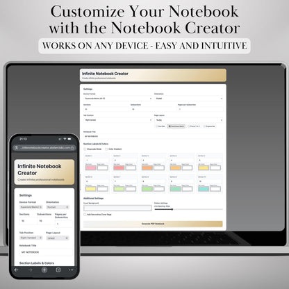 Custom Infinite Notebook Template Creator for Supernote A5X Manta, A6X Nomad, Build Your Own Personalized Hyperlinked tabs Notebook & to-do