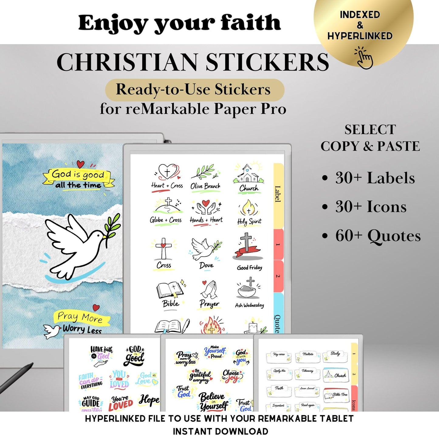 reMarkable Paper Pro & 2 — Christian Sticker Pack, copy-paste
