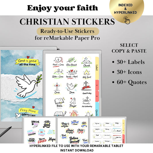 reMarkable Paper Pro & 2 — Christian Sticker Pack, copy-paste