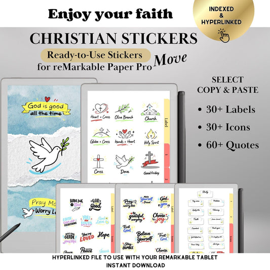 reMarkable Paper Pro Move — Christian Sticker Pack, copy-paste