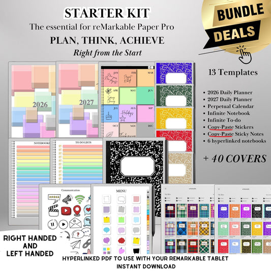 reMarkable Paper Pro & 2 — Starter Kit, planner, stickers & covers