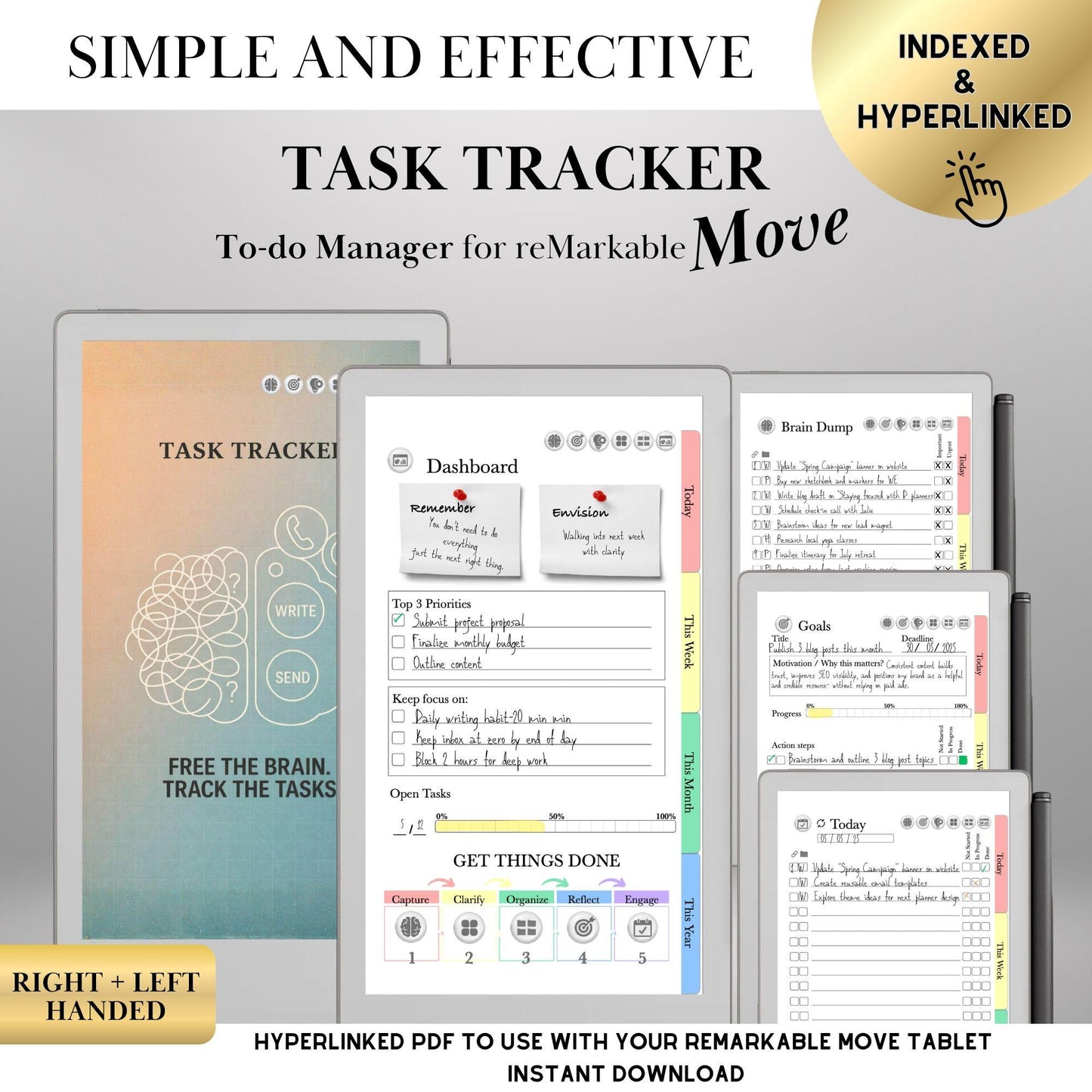 reMarkable Paper Pro Move — GTD Task Tracker, brain dump & projects