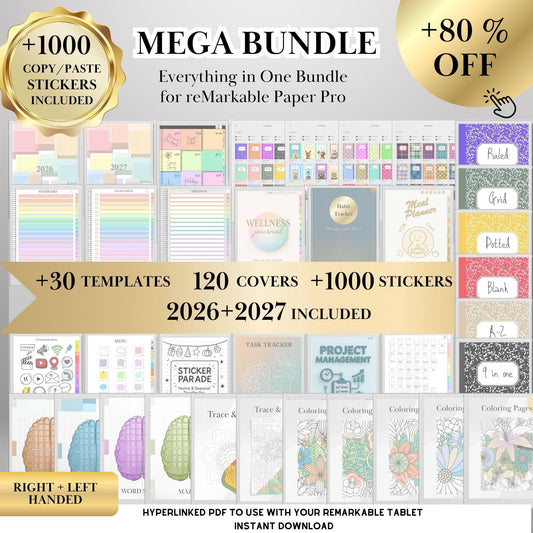 reMarkable Paper Pro — Mega Bundle, planners, covers & stickers