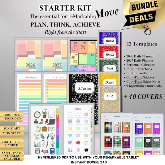 reMarkable Paper Pro Move — Starter Kit, planner, stickers & covers
