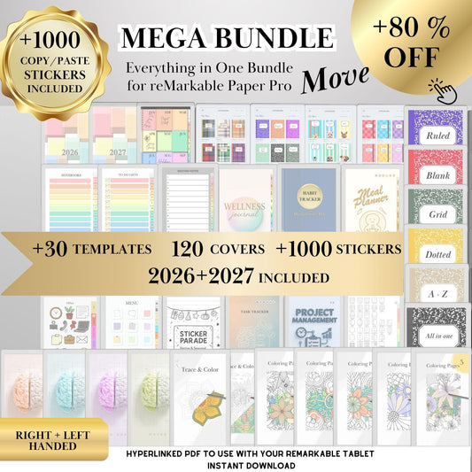 reMarkable Paper Pro Move — Mega Bundle, planners, covers & stickers