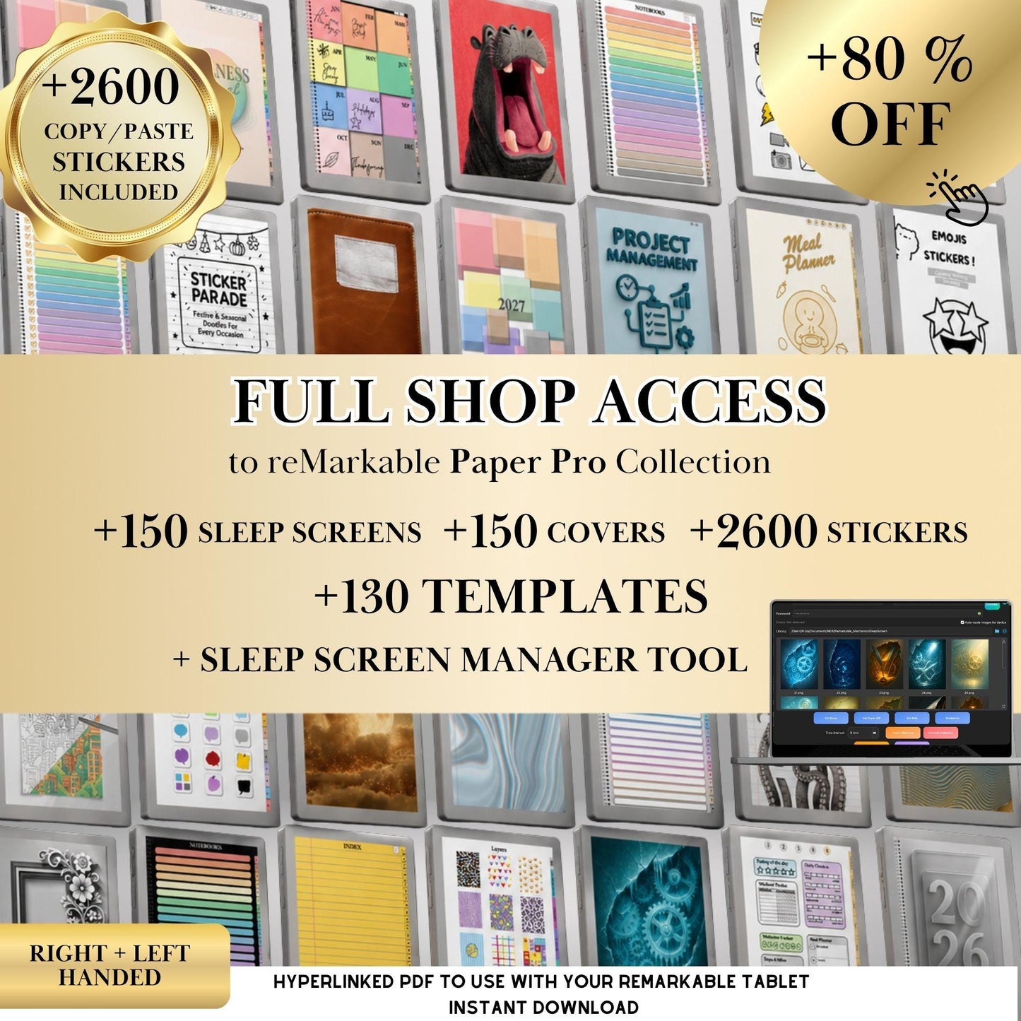 reMarkable Paper Pro & 2 — Full Shop Access, 130+ templates & tools