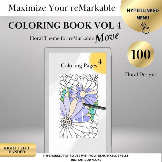 Coloring Book Templates for reMarkable Paper Pro Move | 100 Hyperlinked Digital Coloring Pages Vol. 4 — Mindful Art & Adult Coloring