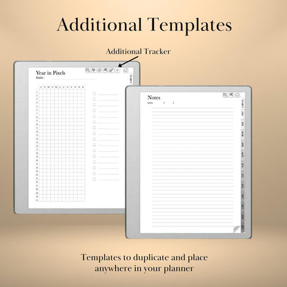 reMarkable Paper Pure & 2 — Habit Tracker, Hyperlinked Goal Planner