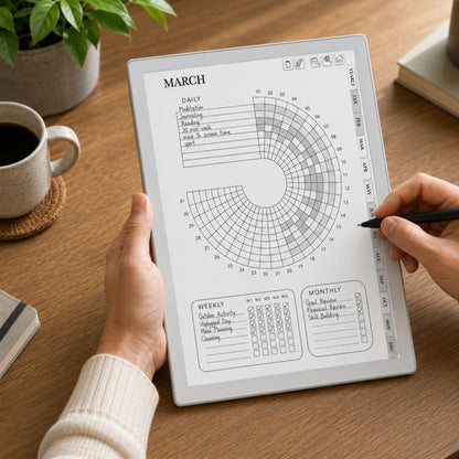 reMarkable Paper Pure & 2 — Habit Tracker, Hyperlinked Goal Planner