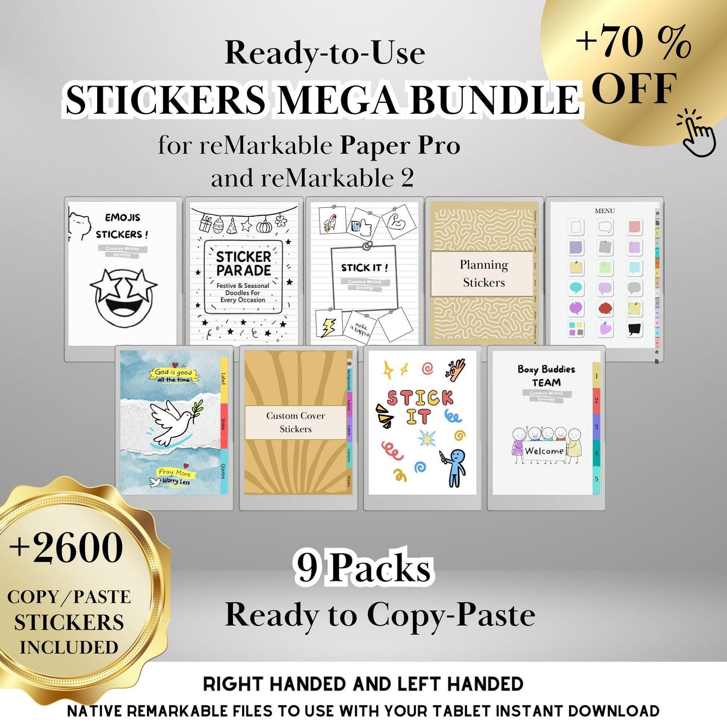 reMarkable Paper Pro — Stickers Mega Bundle, 9 packs 2600+