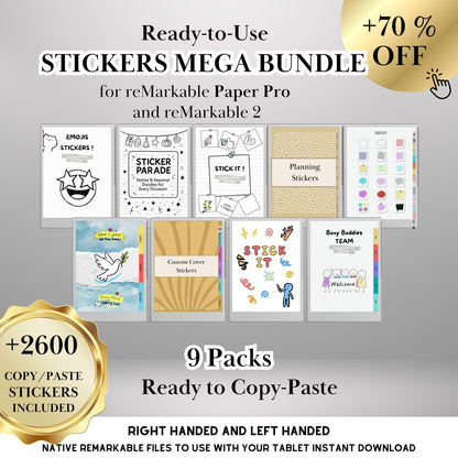 reMarkable Paper Pro — Stickers Mega Bundle, 9 packs 2600+