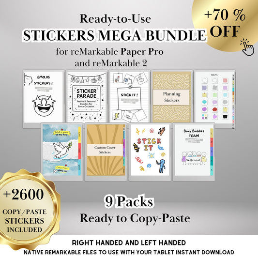 reMarkable Paper Pro — Stickers Mega Bundle, 9 packs 2600+