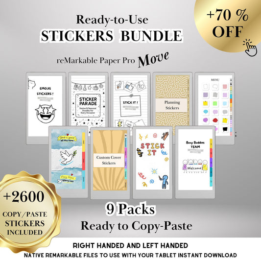 reMarkable Paper Pro Move — Stickers Mega Bundle, 9 packs 2600+
