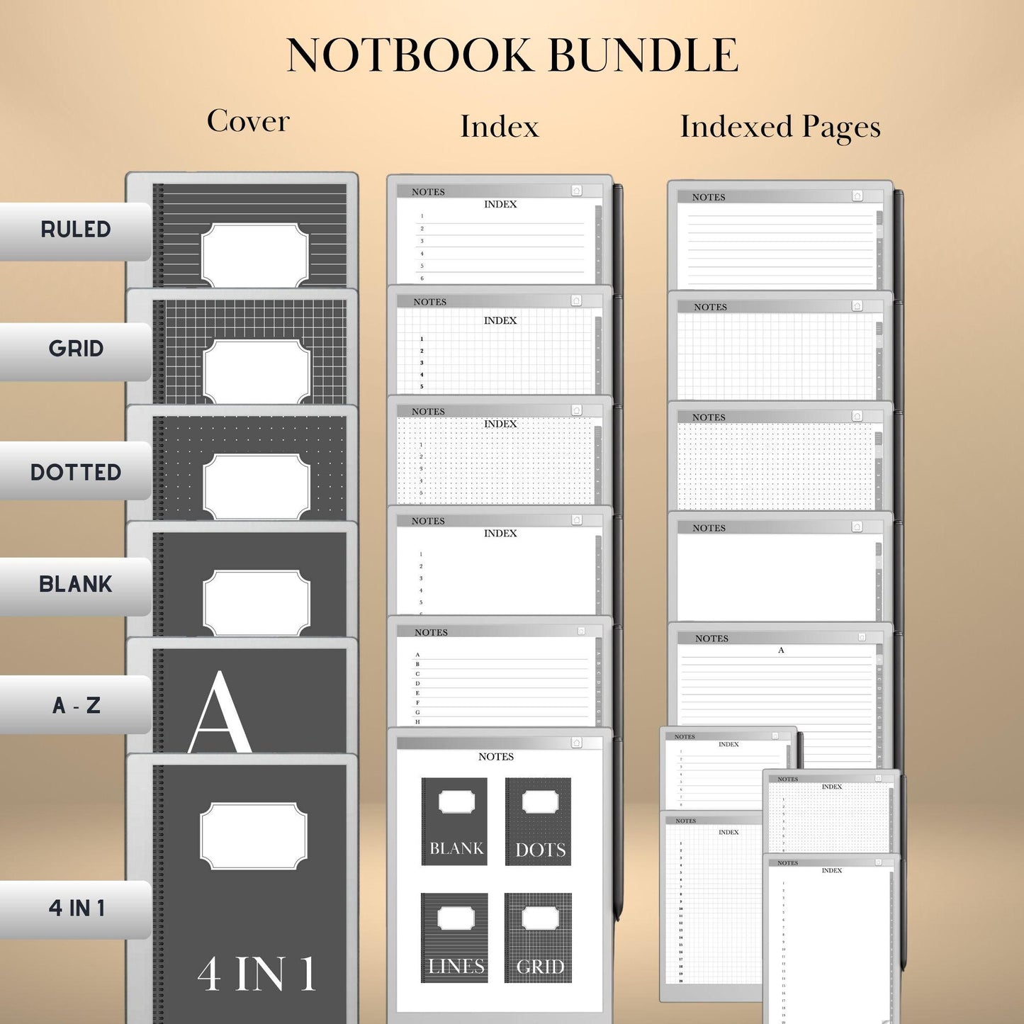 reMarkable Paper Pure — Notebook Bundle, Lined, Grid, Dotted & Blank