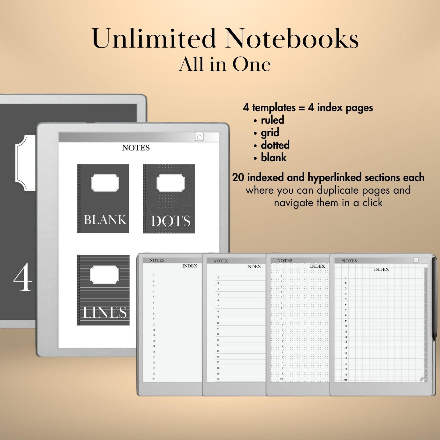 reMarkable Paper Pure — Notebook Bundle, Lined, Grid, Dotted & Blank