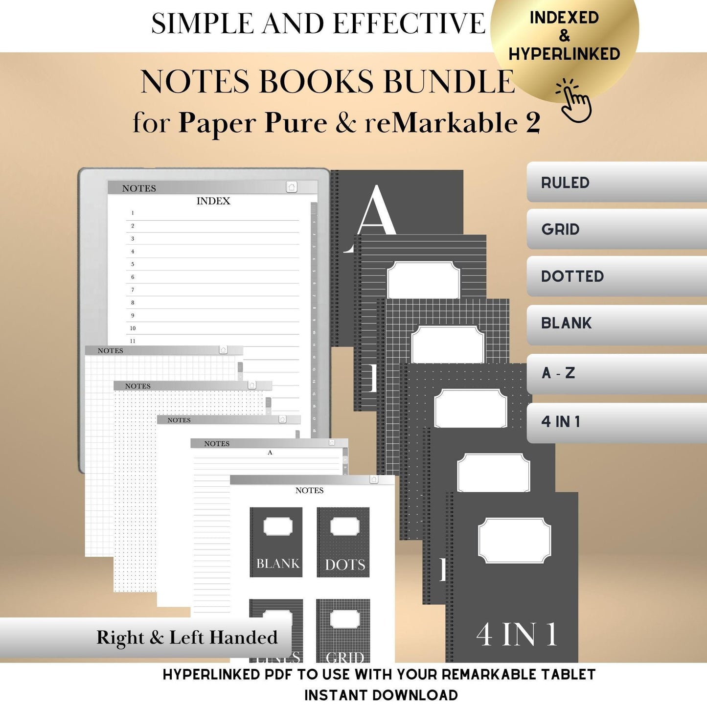 reMarkable Paper Pure — Notebook Bundle, Lined, Grid, Dotted & Blank