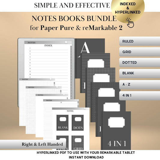 reMarkable Paper Pure — Notebook Bundle, Lined, Grid, Dotted & Blank