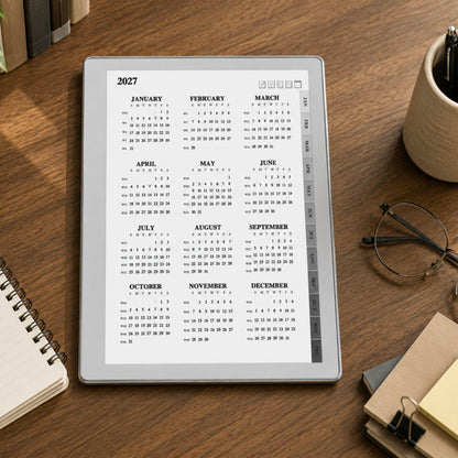 reMarkable Paper Pure & 2 — 2027 Weekly Planner, Minimalist Calendar