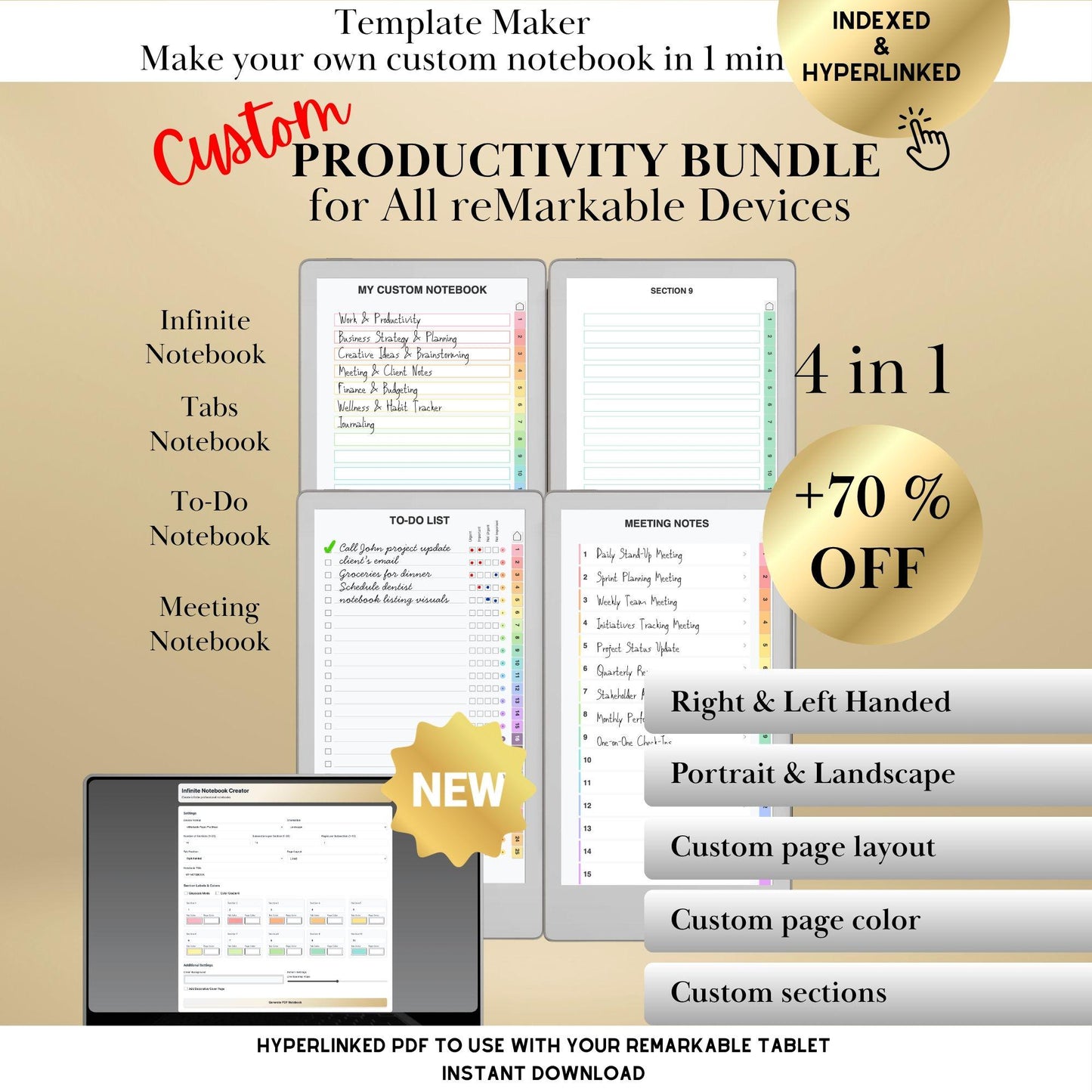 reMarkable All Devices — Custom Productivity Bundle Creator, 4 Notebooks