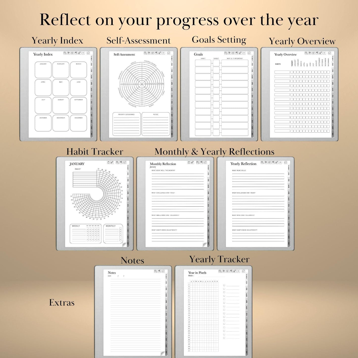 reMarkable Paper Pure & 2 — Habit Tracker, Hyperlinked Goal Planner