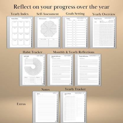 reMarkable Paper Pure & 2 — Habit Tracker, Hyperlinked Goal Planner