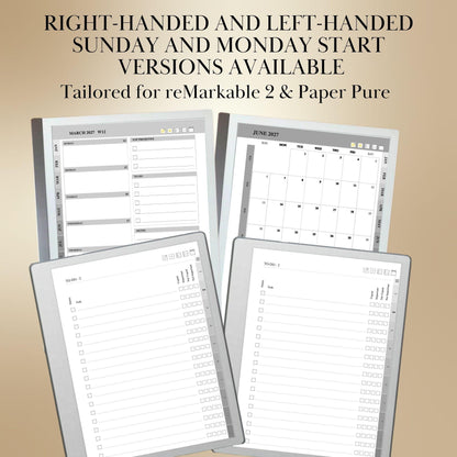 reMarkable Paper Pure & 2 — Daily Planner 2026-2027, dated calendar with stickers