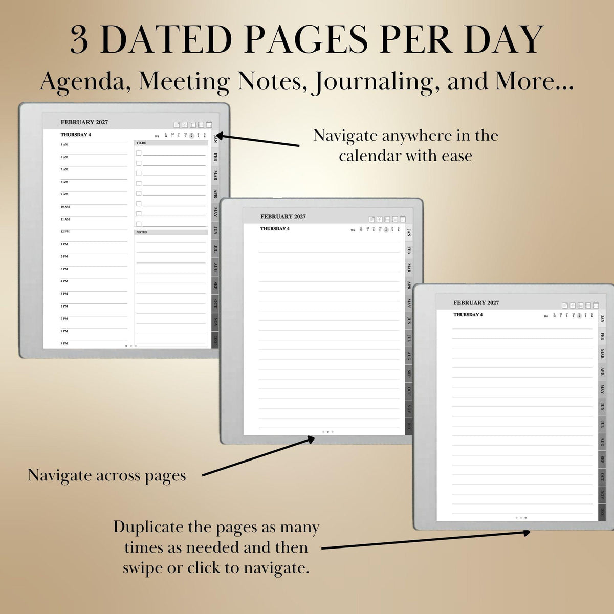 reMarkable Paper Pure & 2 — Daily Planner 2026-2027, dated calendar with stickers