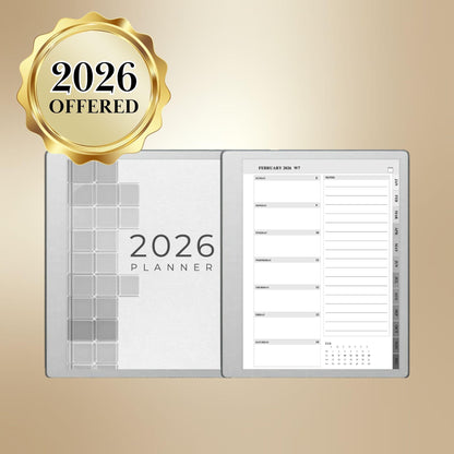reMarkable Paper Pure & 2 — 2027 Weekly Planner, Minimalist Calendar