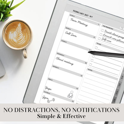 reMarkable Paper Pure & 2 — 2027 Weekly Planner, Minimalist Calendar