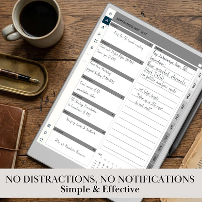 reMarkable Paper Pure & 2 — 2027 Weekly Planner, Minimalist Calendar