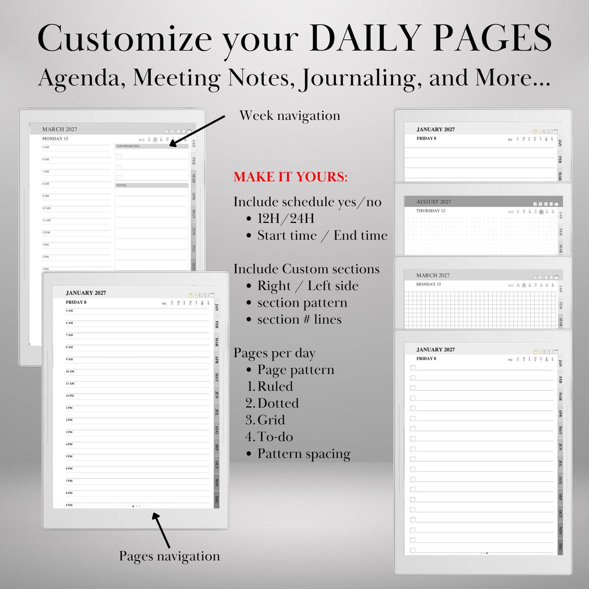 Supernote A5X A6X — Calendar Planner Creator 2026 2027, make your own planner