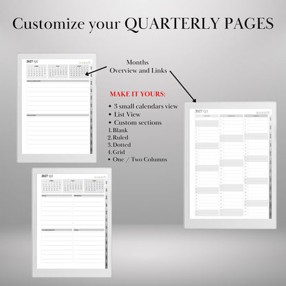 Supernote A5X A6X — Calendar Planner Creator 2026 2027, make your own planner