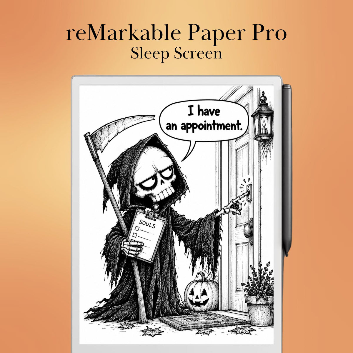 reMarkable Paper Pro & 2 — Halloween Sleep Screens, 15 funny designs color + B&W