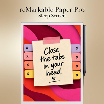 reMarkable Paper Pro & 2 — Funny Productivity Sleep Screens, papercut sticky notes
