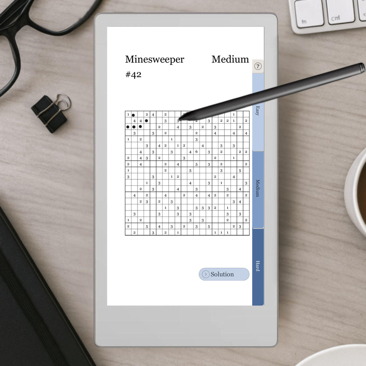 reMarkable Paper Pro Move — Minesweeper Puzzle Book, 1000+ brain games
