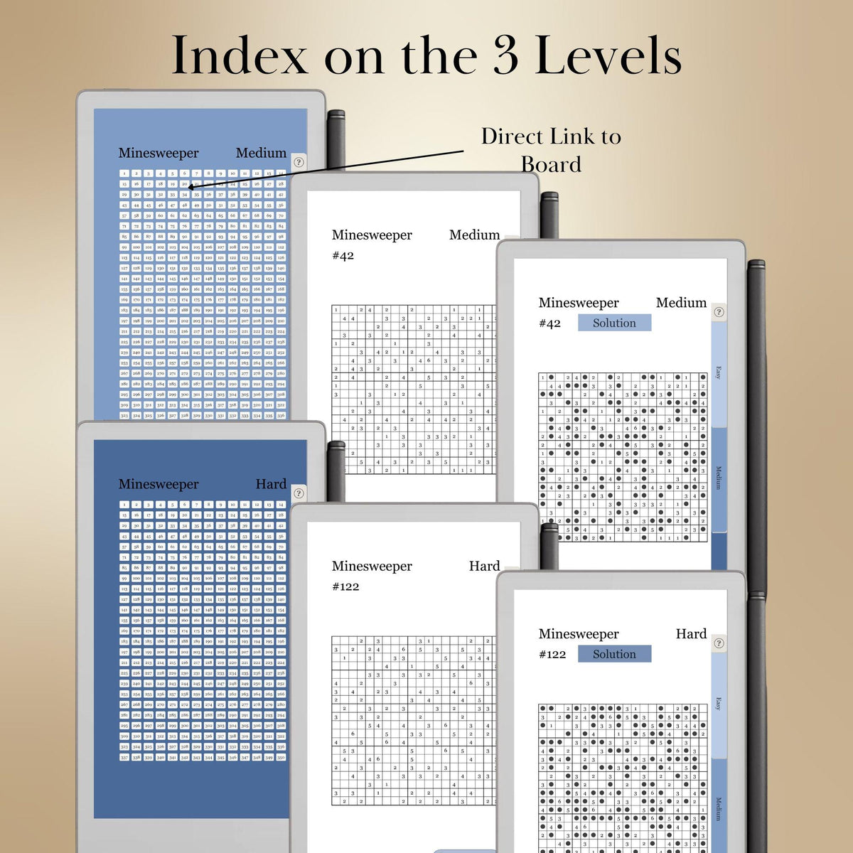 reMarkable Paper Pro Move — Minesweeper Puzzle Book, 1000+ brain games