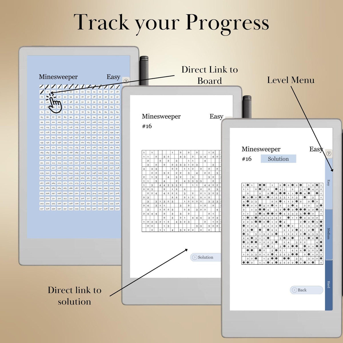 reMarkable Paper Pro Move — Minesweeper Puzzle Book, 1000+ brain games