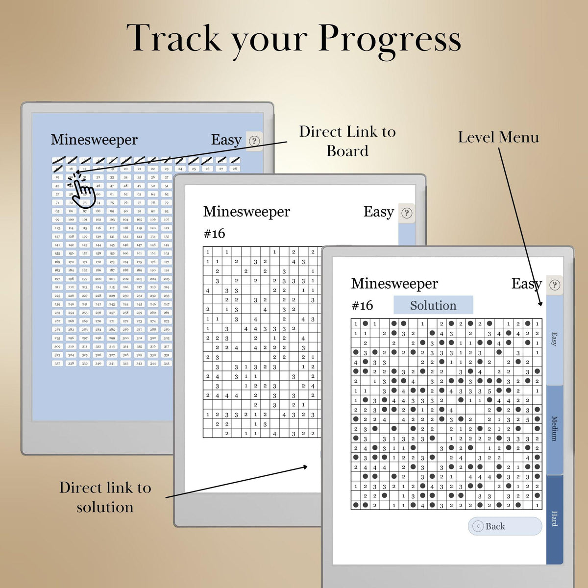 reMarkable Paper Pro — Minesweeper Puzzle Book, 1000+ brain games
