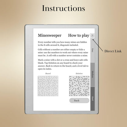 reMarkable Paper Pure & 2 — Minesweeper Puzzle Book, 1000+ brain games