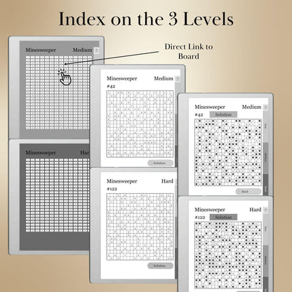 reMarkable Paper Pure & 2 — Minesweeper Puzzle Book, 1000+ brain games