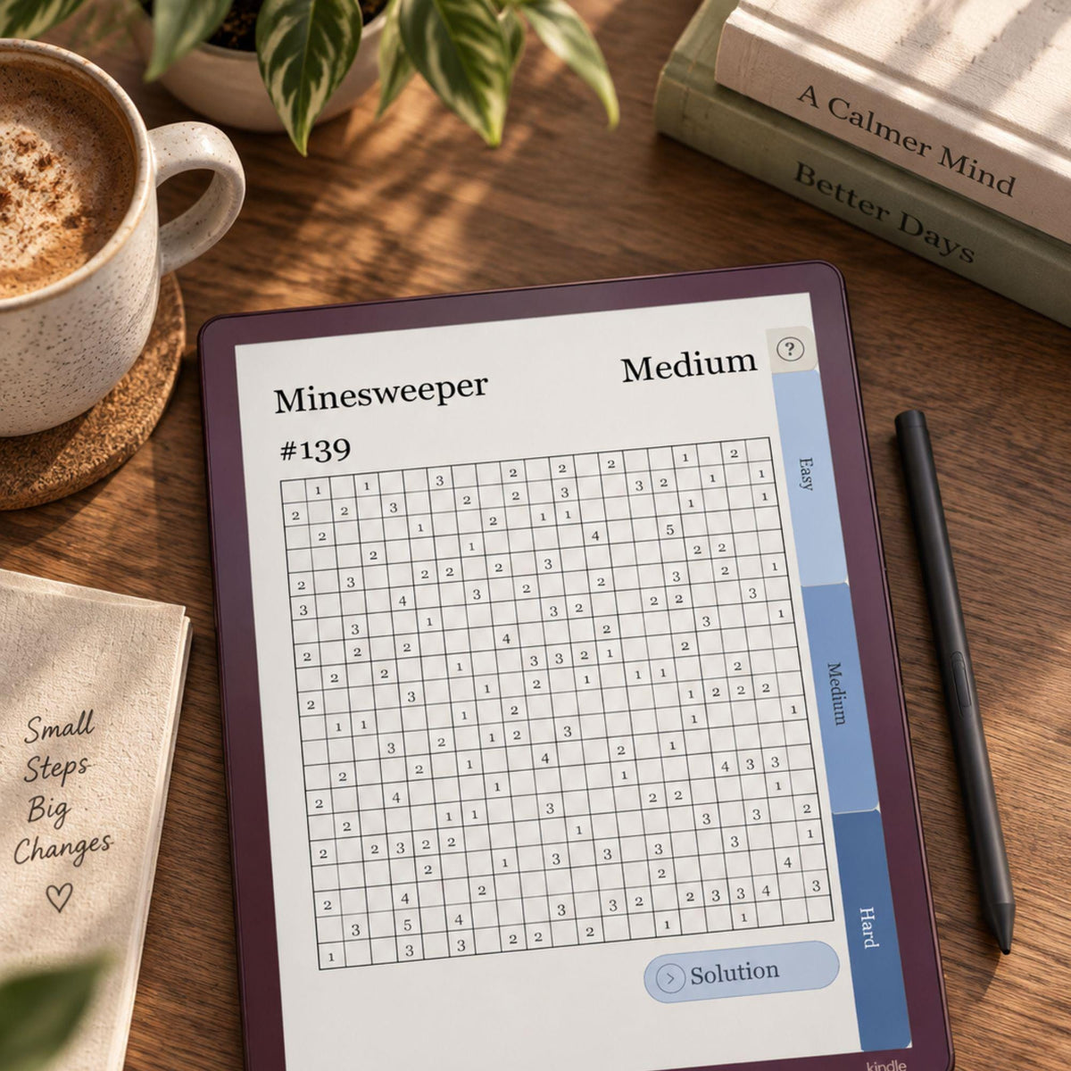 Kindle Scribe — Minesweeper Puzzle Book, 1000+ brain games