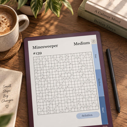 Kindle Scribe — Minesweeper Puzzle Book, 1000+ brain games