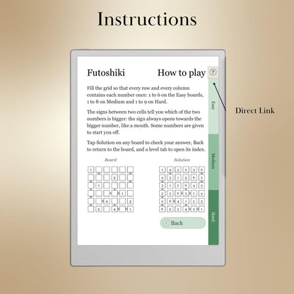 reMarkable Paper Pro — Futoshiki Puzzle Book, 1200 brain games