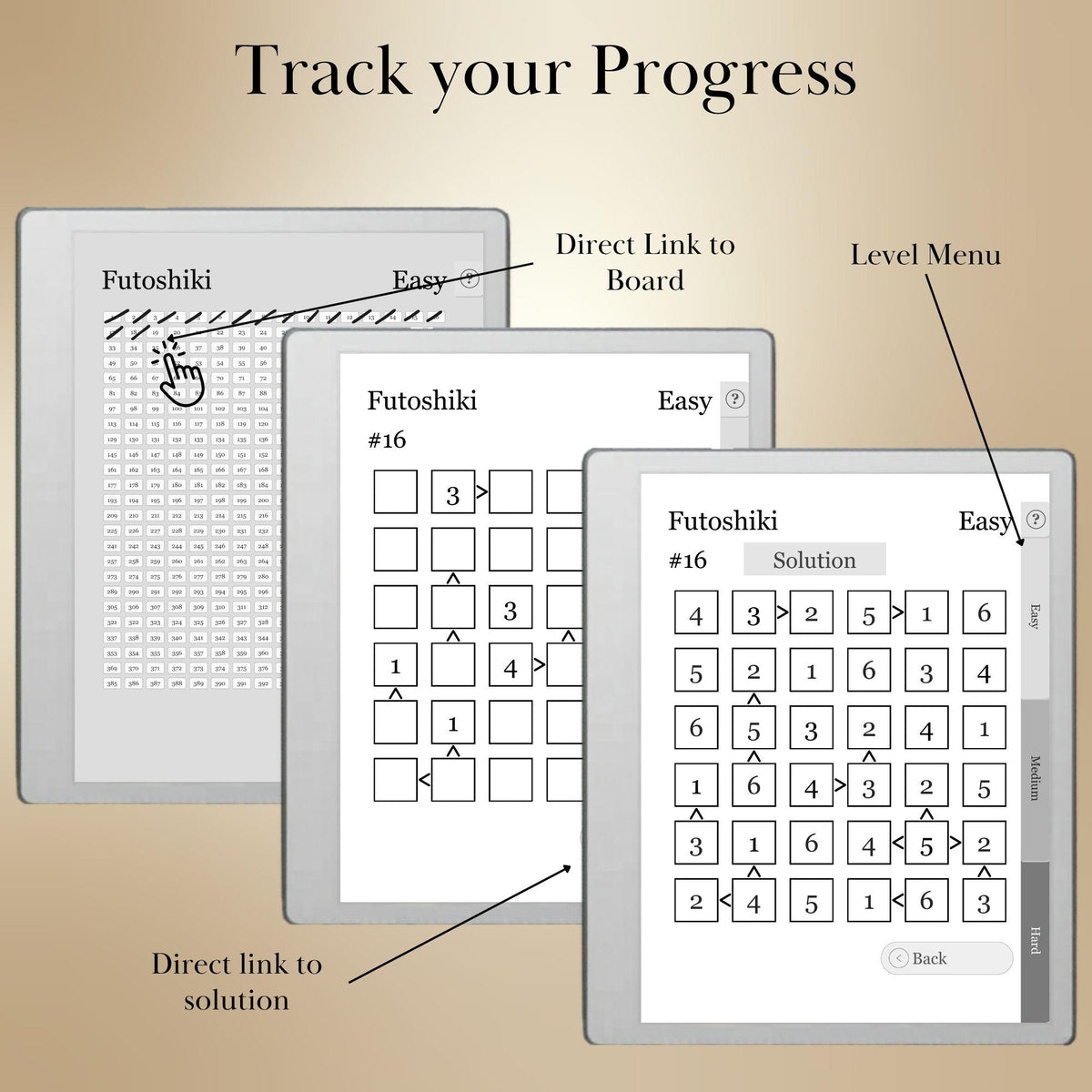 reMarkable Paper Pure & 2 — Futoshiki Puzzle Book, 1200 brain games