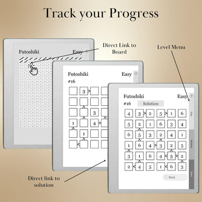 reMarkable Paper Pure & 2 — Futoshiki Puzzle Book, 1200 brain games